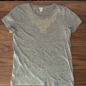 J. Crew Embellished Gray T-Shirt